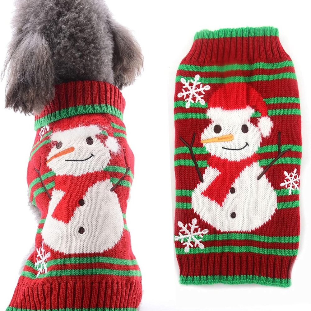 Dog Puppy Ugly Sweater Christmas Holiday (Snowman, L) NWOT